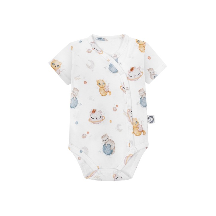 Body cu maneci scurte - Cats, Bonjour Cherie, Bumbac, Multicolor, Multicolor