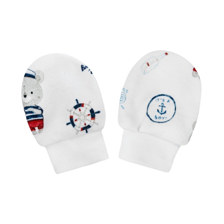 Manusi bebelusi Bonjour Cherie, bumbac organic, 0 luni, alb