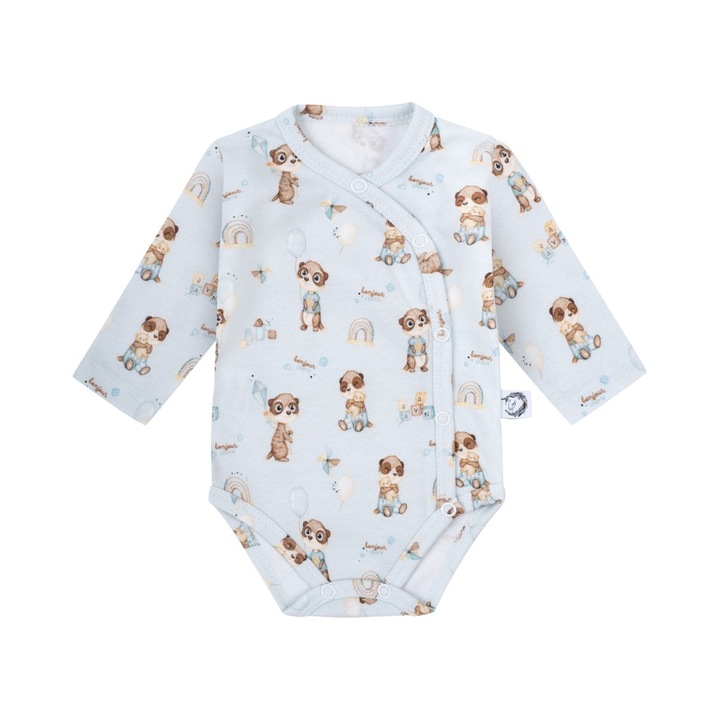 Body cu maneca lunga - Rayan, Bonjour Cherie, Bumbac, Albastru, Albastru