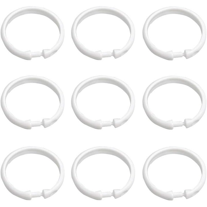 Inel pentru perdea de dus, Enforose, design O, plastic de calitate superioara, rezistent la rugina, set de 12 bucati