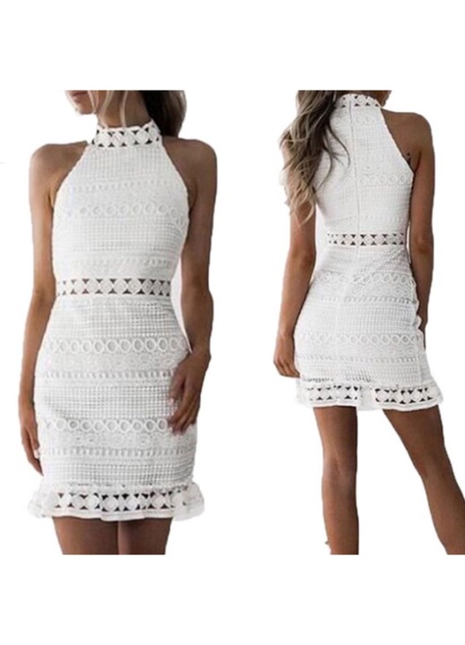 Női ruha Jormftte, ujjatlan, fehér, csipkevarrással, partira, M INTL