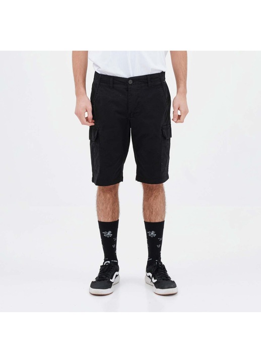 Pantaloni scurti barbati Basehit cargo, elastic, 6 buzunare, negru, bumbac, 36 EU