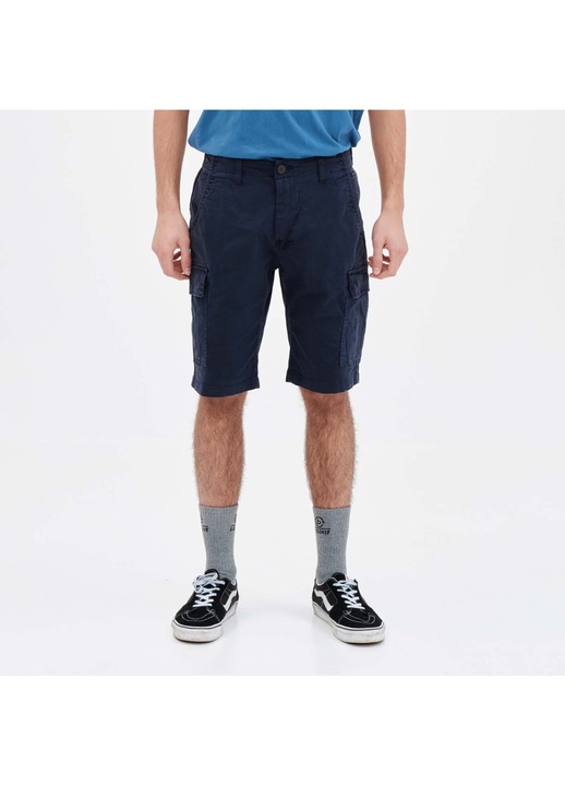 Pantaloni scurti barbati Basehit cargo, bleumarin, material elastic, 6 buzunare, 34 EU