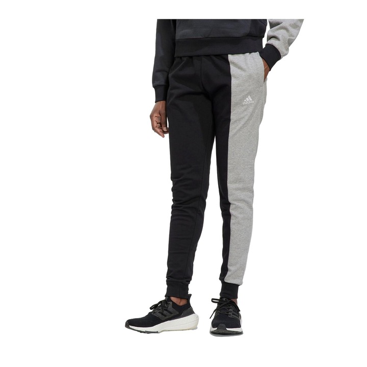 Pantaloni sport Adidas Performance, Bumbac, Negru/Gri, Negru/Gri