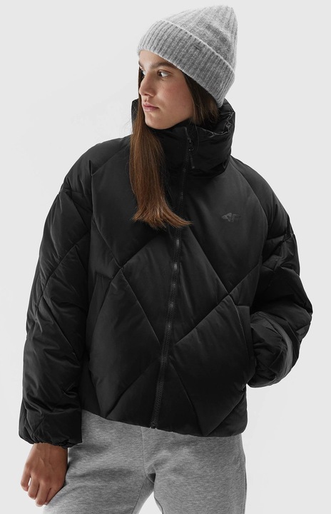 Jacheta sport dama, 4F, Poliester, Negru, Negru