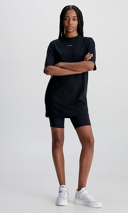 Tricou dama oversized, Calvin Klein Performance, Bumbac/Poliester, Negru, Negru