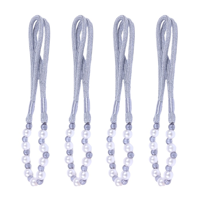 Set 2 Suporturi Perdele, 72cm, poliester, alb perlat