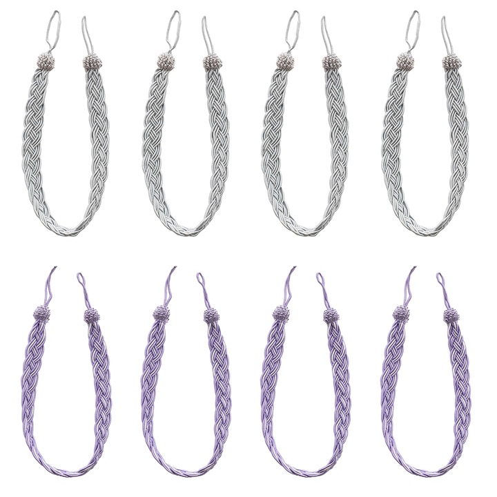 Set 4 perechi Agatatori perdea impletite, poliester, multicolor, 59cm