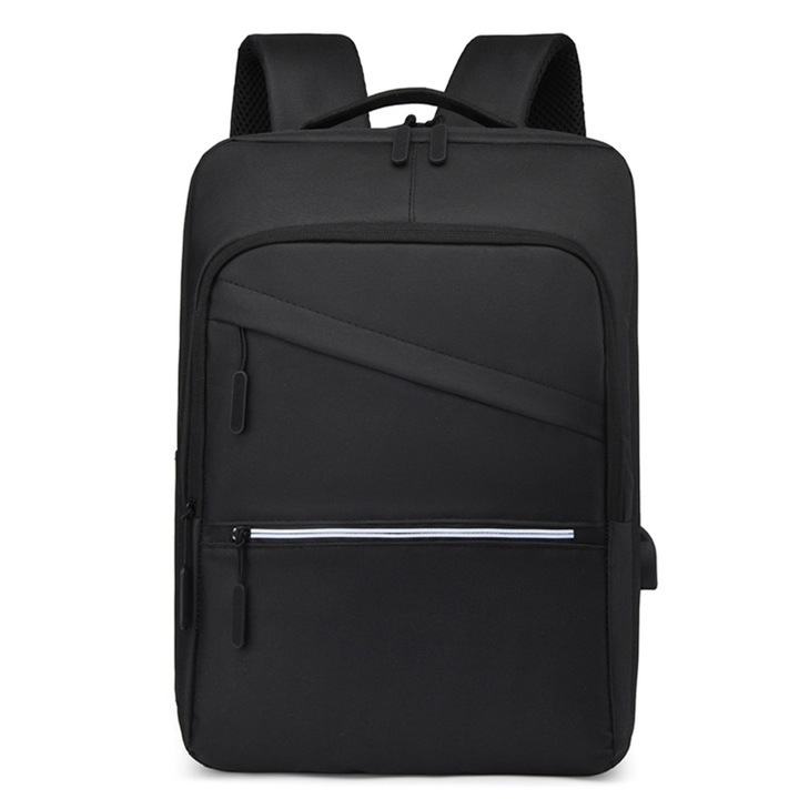 Rucsac laptop, Nylon/Poliester, USB, Pentru laptop 15.6 inch, Negru