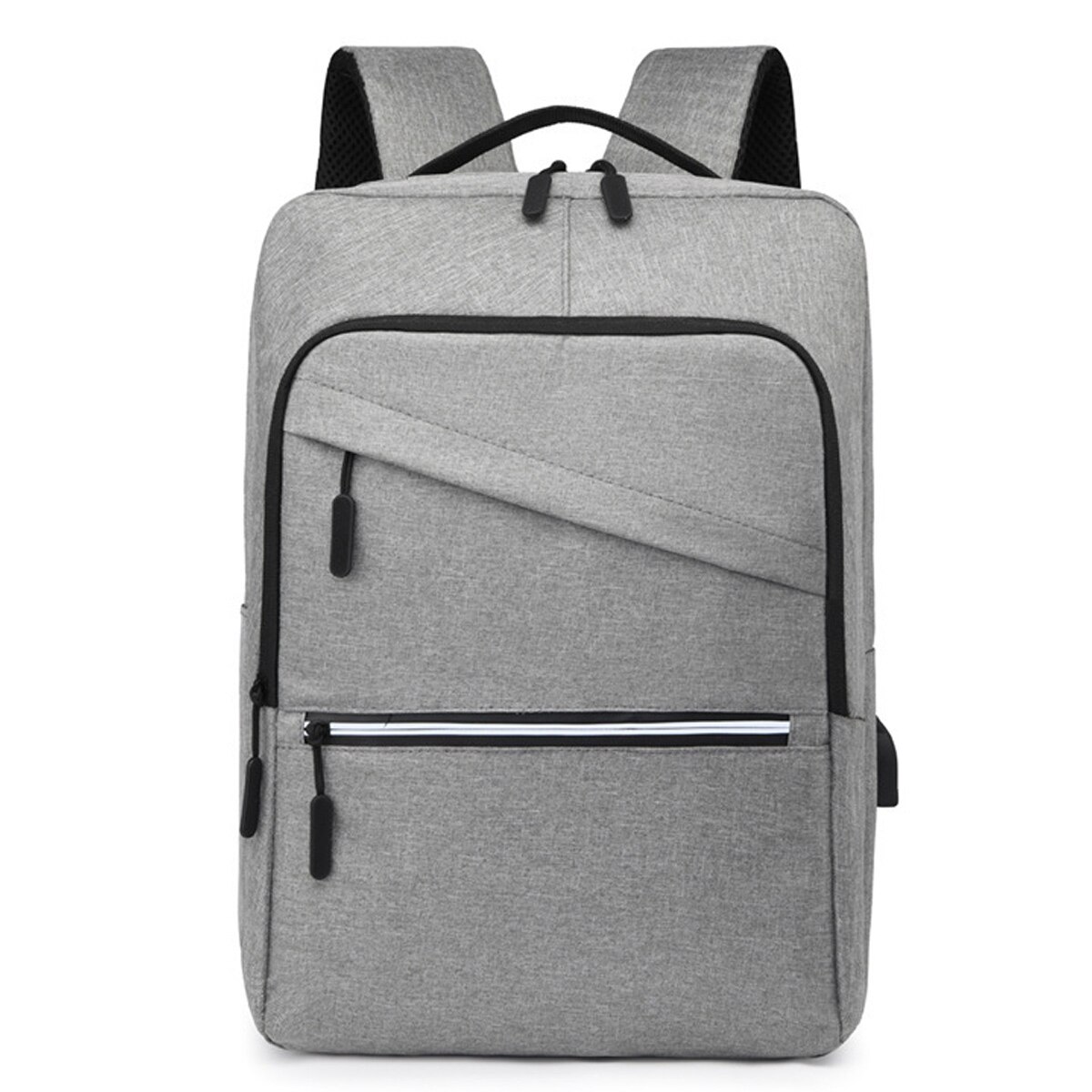 Rucsac pentru laptop din Oxford cu port USB de incarcare, compartiment pentru laptop 15,6 inch, gri, 40 x 14 x 28 cm