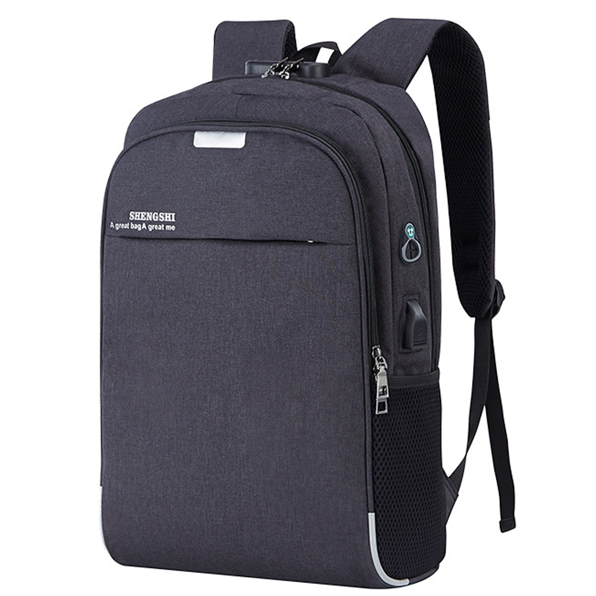 Rucsac multifunctional cu port USB, compartiment laptop 15.6 inch, negru, 46x30x13cm