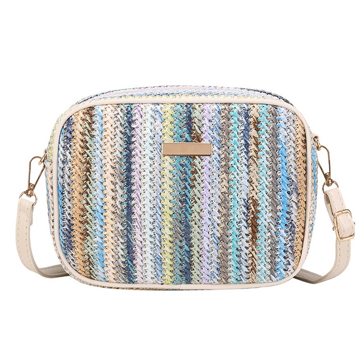 Női táska, szalma, többszínű
