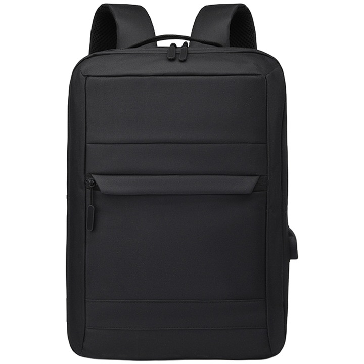 Rucsac laptop, port USB, capacitate mare, negru, 40x14x28cm