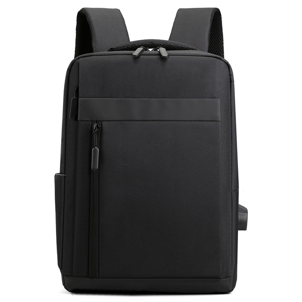 Ghiozdan laptop AMRINUGL, 15.6 inch, negru, cu port USB, 40x30x11cm, 2 buzunare frontale