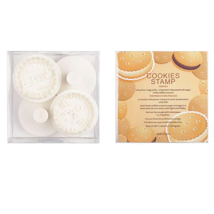 Set 4 forme prajituri Craciun, ren si brad, plastic, alb