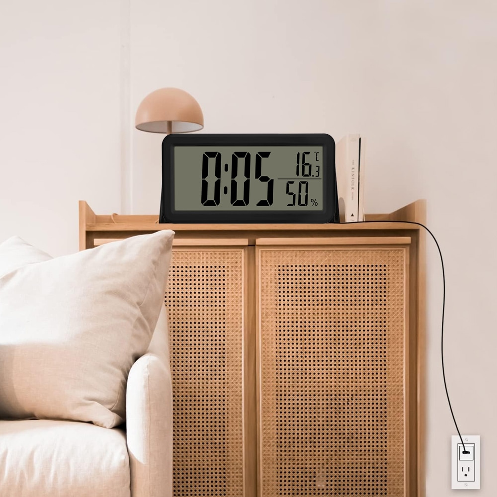 Ceas digital de perete, Cozevdnt, ABS, temperatura si umiditate