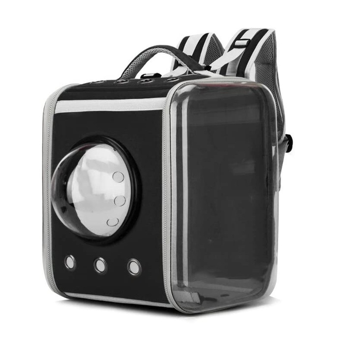 Geanta transport pentru animale, Pliabila, Ventilatie, Negru, 40x34x30cm