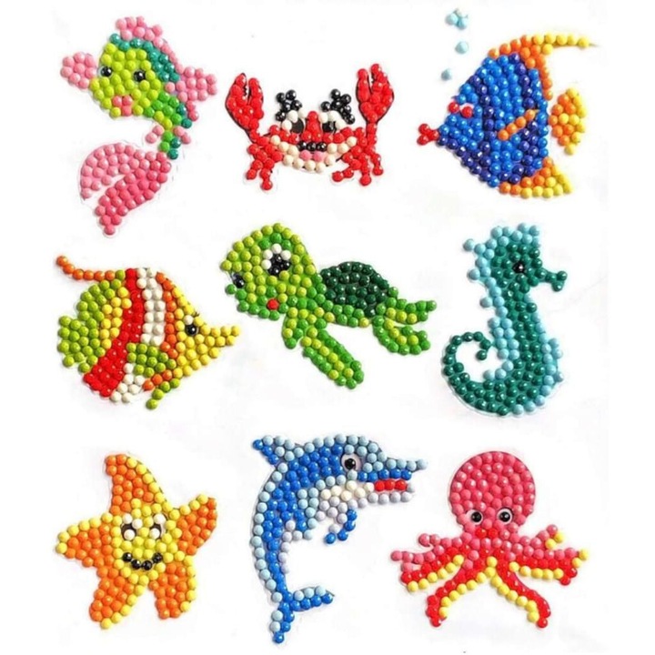 Set de pictura cu diamante 5D pentru copii - Water World, pictura completa, diamante rotunde