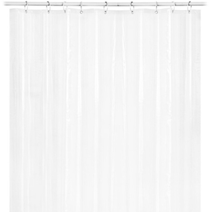 Perdea de dus impermeabila, eco-friendly, 72x72 inch, cu inele metalice, transparenta