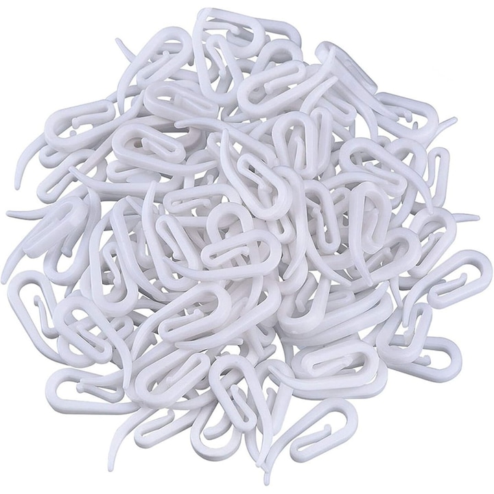 Carlige pentru perdele din plastic, Enforose, pentru perdele cu pliuri, usor de instalat, prietenos cu mediul