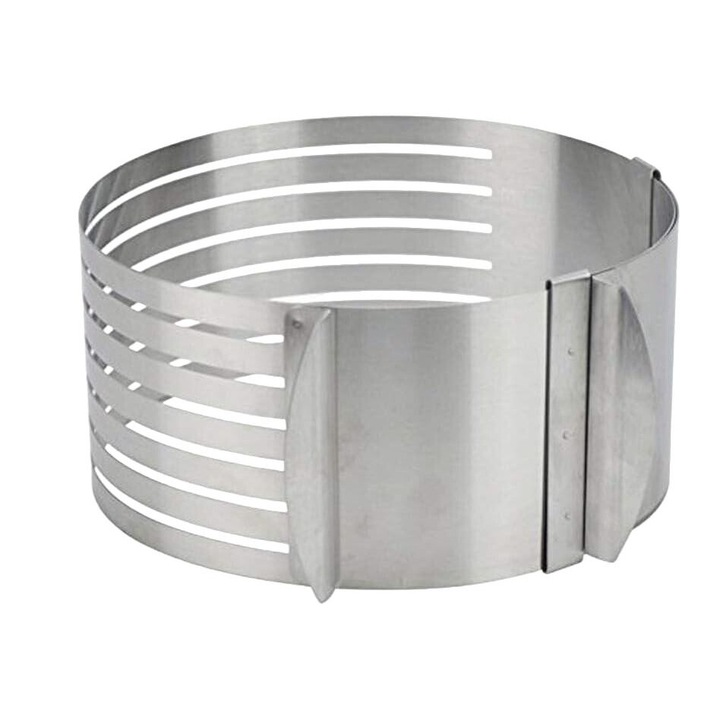 Forma prajituri ajustabila, inel taietor, inox, argintiu, 15-20cm