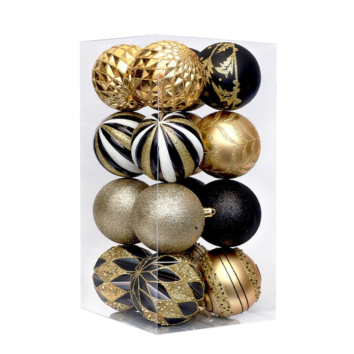 Set 16 globuri de Craciun, Multicolor, 8 cm