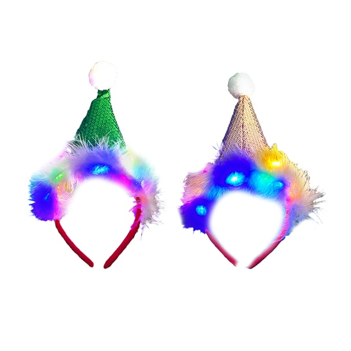 Set 2 Bentite Craciun cu LED, Plastic, Rosu Verde, Unisex