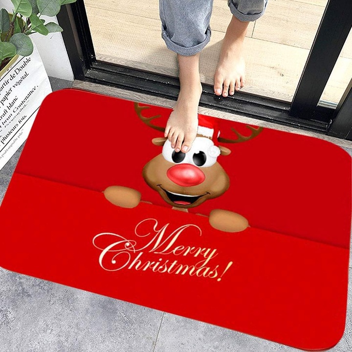 Karácsonyi parasztszőnyeg, afroamerikai Mikulás szőnyeg csúszásmentes hátlappal, ideális beltéri bejárati szőnyegek a vendégek fogadására az ünnepi szezonban