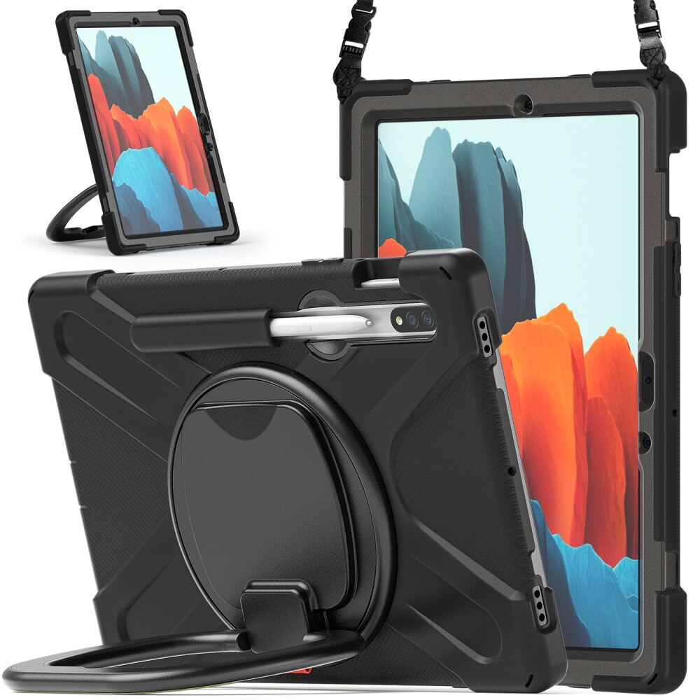 Husa pentru Samsung Galaxy Tab S9 FE / S9 / S8 / S7, armura rotativa 360, neagra