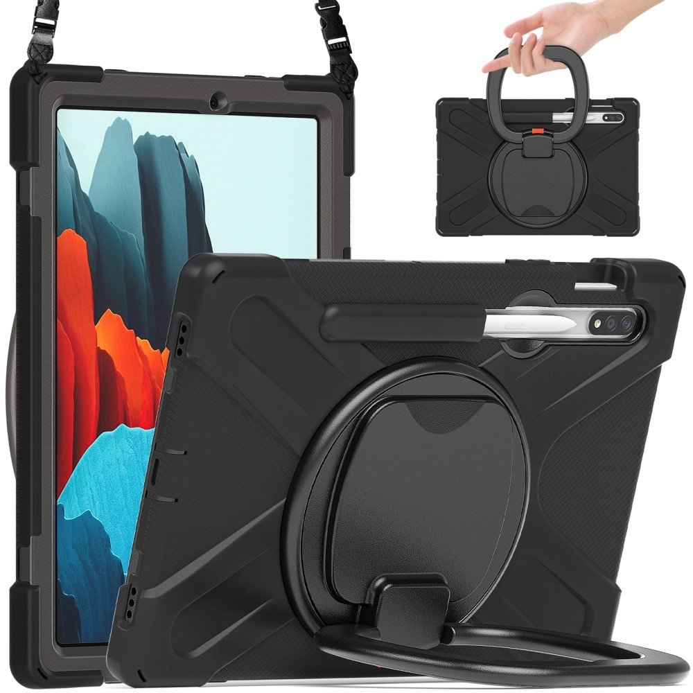 Husa pentru Samsung Galaxy Tab S9 FE / S9 / S8 / S7, armura rotativa 360, neagra