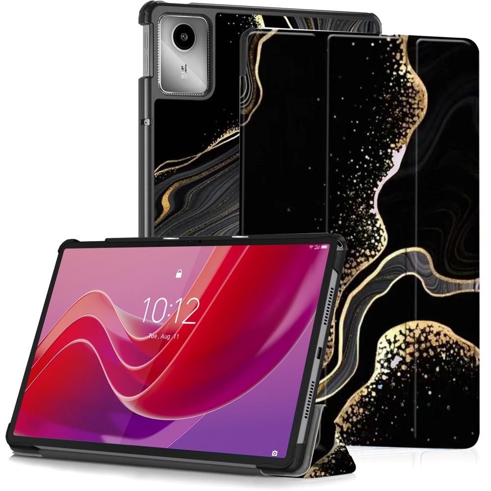 Husa pentru Lenovo Tab M11, SmartCase, functie stand, finisaj mat, negru/auriu