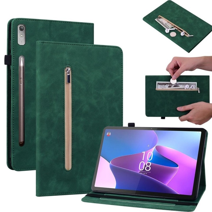 Husa tableta XGSM pentru Lenovo Tab P11 Pro Gen 2, functie stand, slot pentru stilou, verde