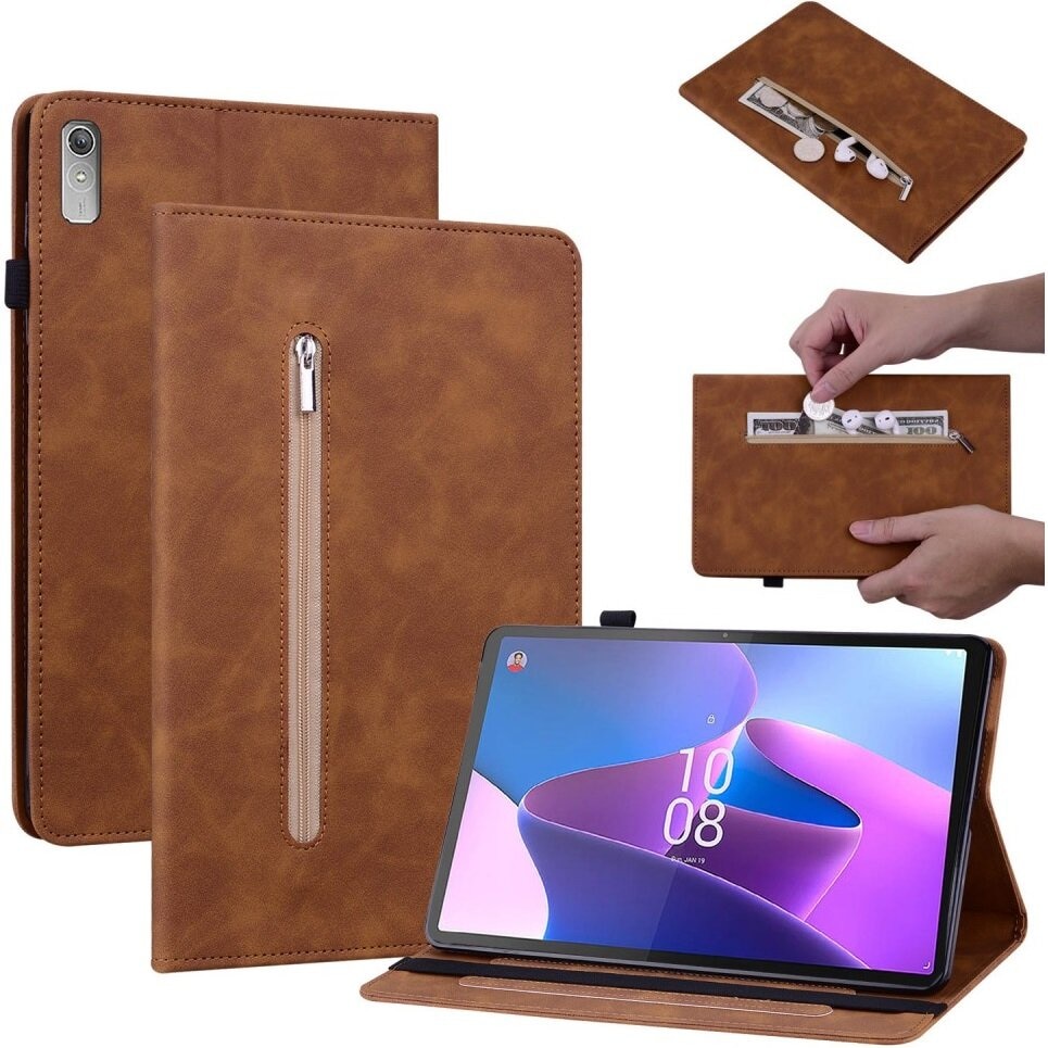 Husa tableta pentru Lenovo Tab P11 Gen 2, XGSM, piele ecologica, functie stand, maro