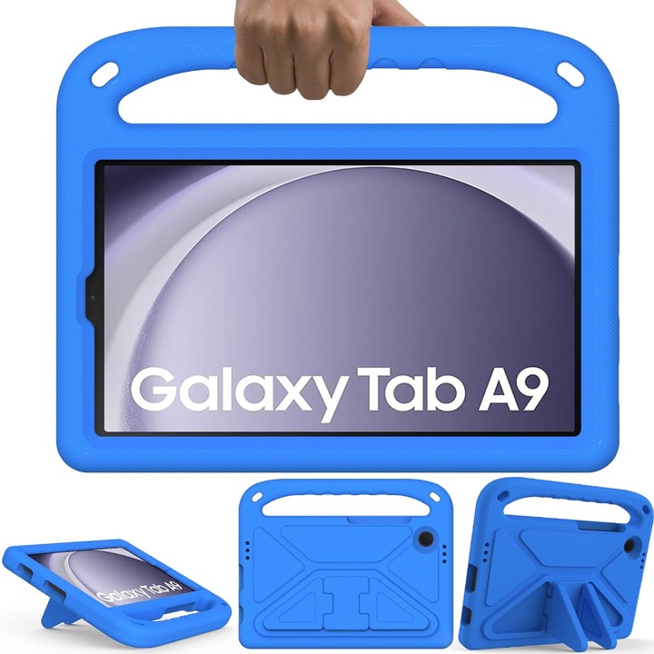 Husa tableta XGSM pentru copii, suport integrat, rezistenta la socuri, albastru, pentru Samsung Galaxy Tab A9