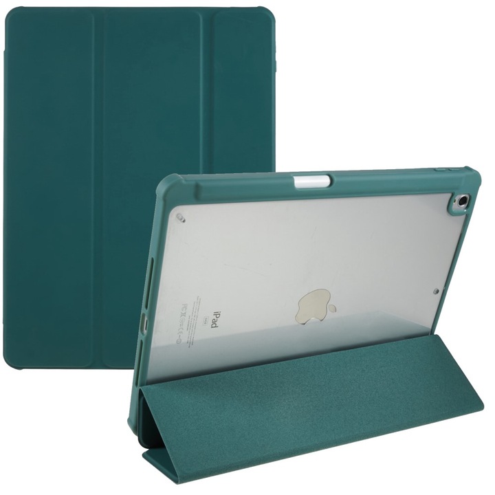 Husa pentru iPad 10.2 2021 / 2020 / 2019, Smartcase Hybrid, cu spatiu pentru un stylus, verde inchis