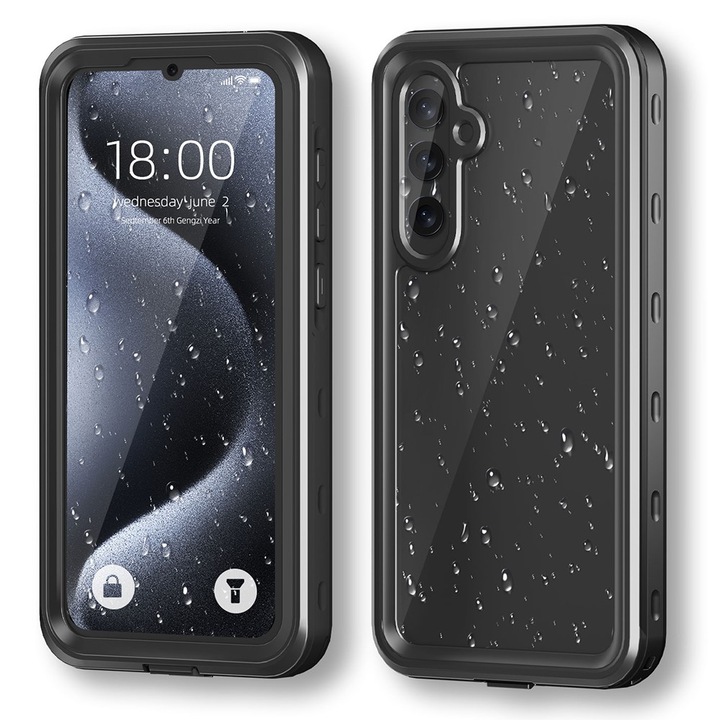 Husa subacvatica, Redpepper, Compatibil cu Samsung Galaxy A35 5G, Plastic, IP68, Negru/Transparent
