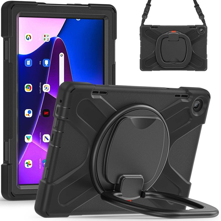 Husa tablete XGSM pentru Lenovo Tab M10 10.1 Gen 3, armata cu suport, negru