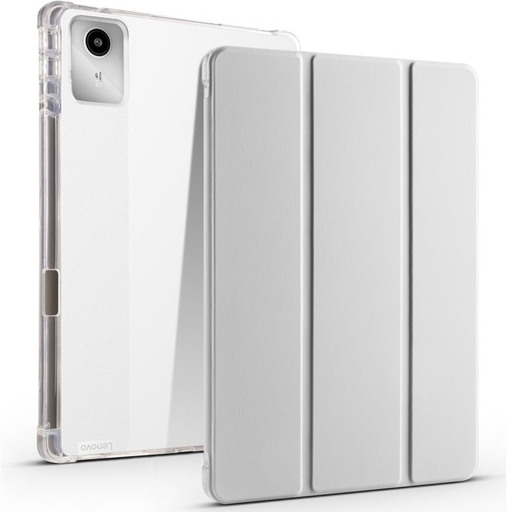 Husa tableta XGSM Smartcase Hybrid pentru Lenovo Tab M11, suport integrat, gri