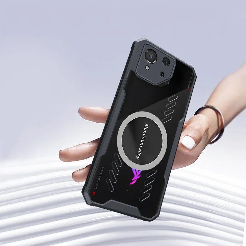 Husa telefon, XGSM, Compatibil cu ASUS ROG Phone 8 Pro, Policarbonat, Transparent/Negru