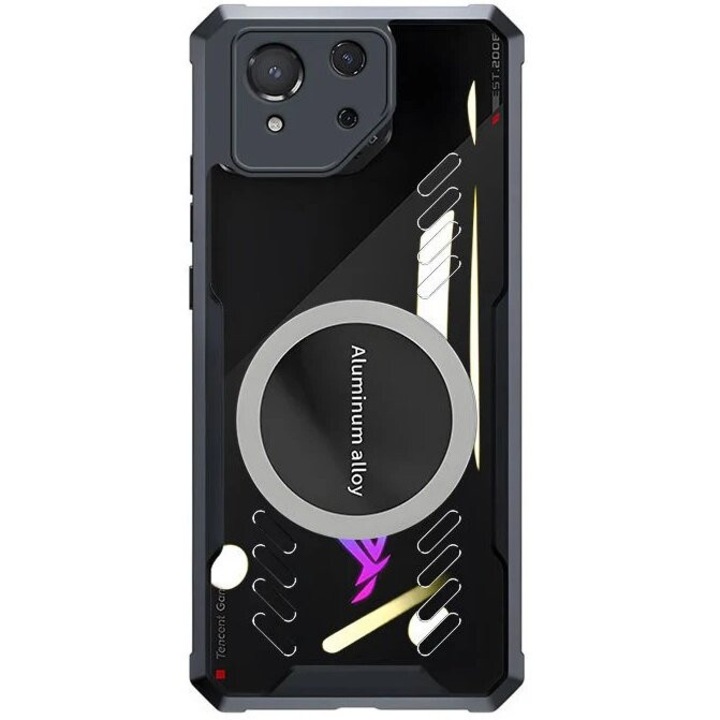 Husa telefon, XGSM, Compatibil cu ASUS ROG Phone 8 Pro, Policarbonat, Transparent/Negru