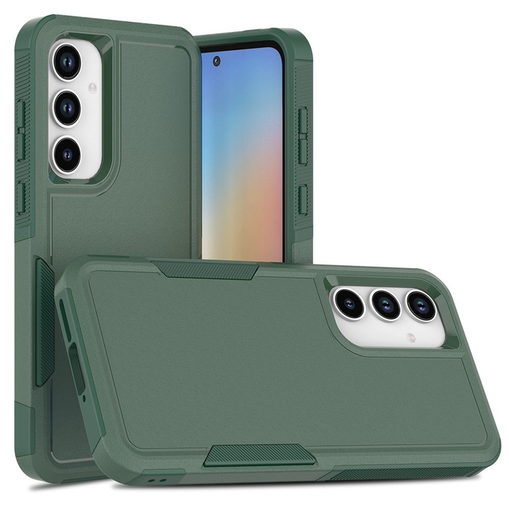 Husa telefon XGSM pentru Samsung Galaxy A35 5G, protectie duala, verde inchis, dimensiuni precise