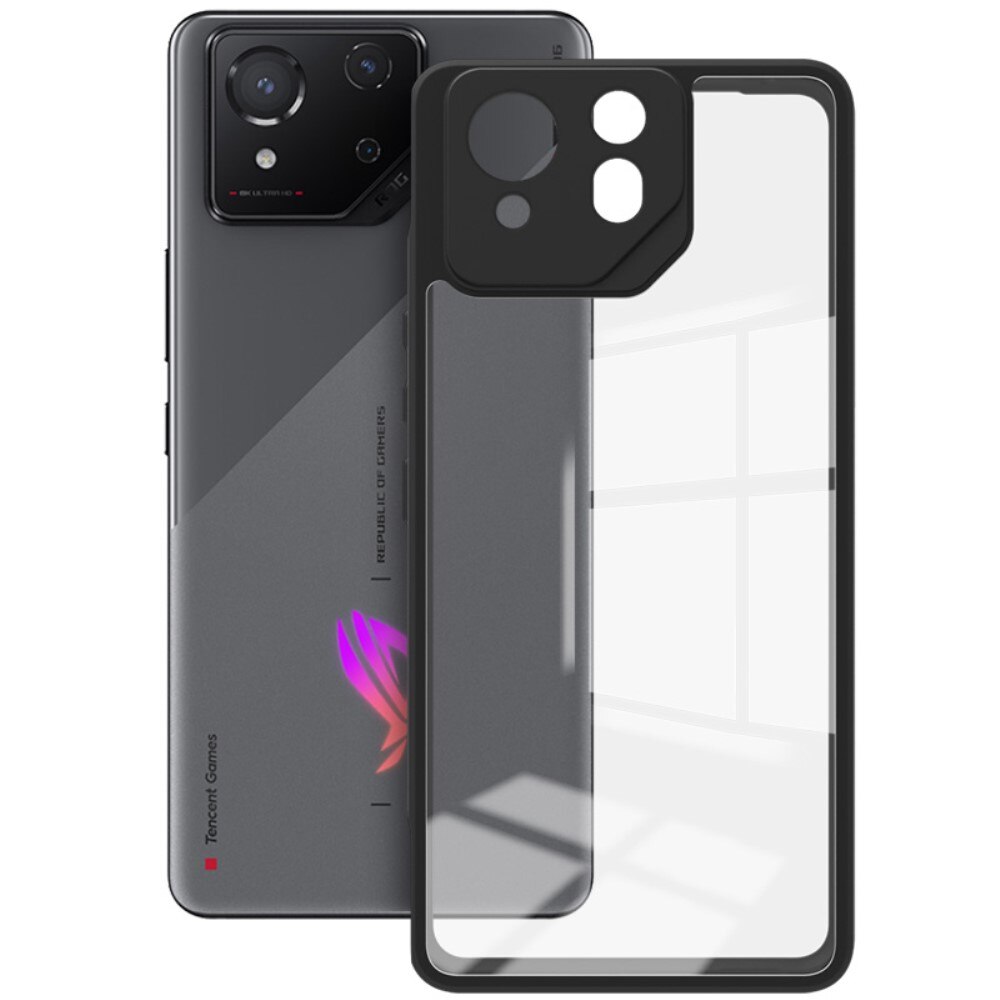 Husa de telefon cu protectie de camera pentru ASUS ROG Phone 8 Pro, XGSM Fusion Hybrid, policarbonat, transparent/negru