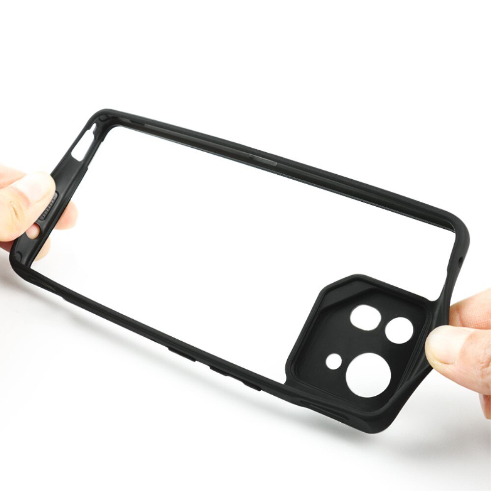 Husa de telefon cu protectie de camera pentru ASUS ROG Phone 8 Pro, XGSM Fusion Hybrid, policarbonat, transparent/negru