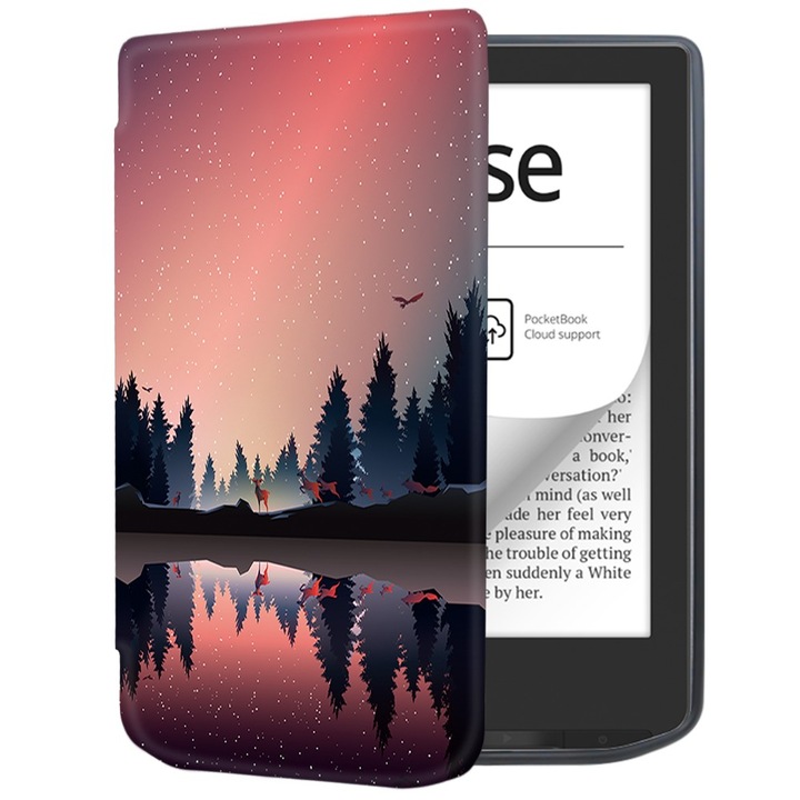Husa pentru PocketBook Verse / Verse Pro, Erbord, Smartcase, piele ecologica, peisaj de seara