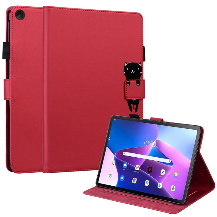 Husa tableta XGSM pentru Lenovo Tab M10 Plus 10.6 Gen 3, tip carte, suport integrat, rosu