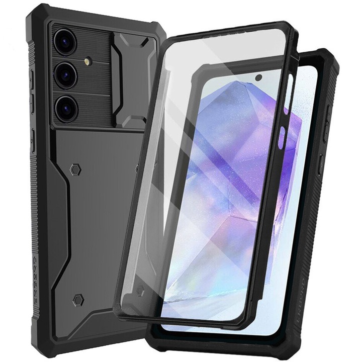 Husa telefon, Erbord, Compatibil cu Samsung Galaxy A55, Rugged Case, Protectie completa, TPU, Negru