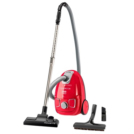 Aspirator cu sac Rowenta Compacteo Ergo RO5253, 3 l, Tub telescopic, 750W, Microfiltru, Rosu