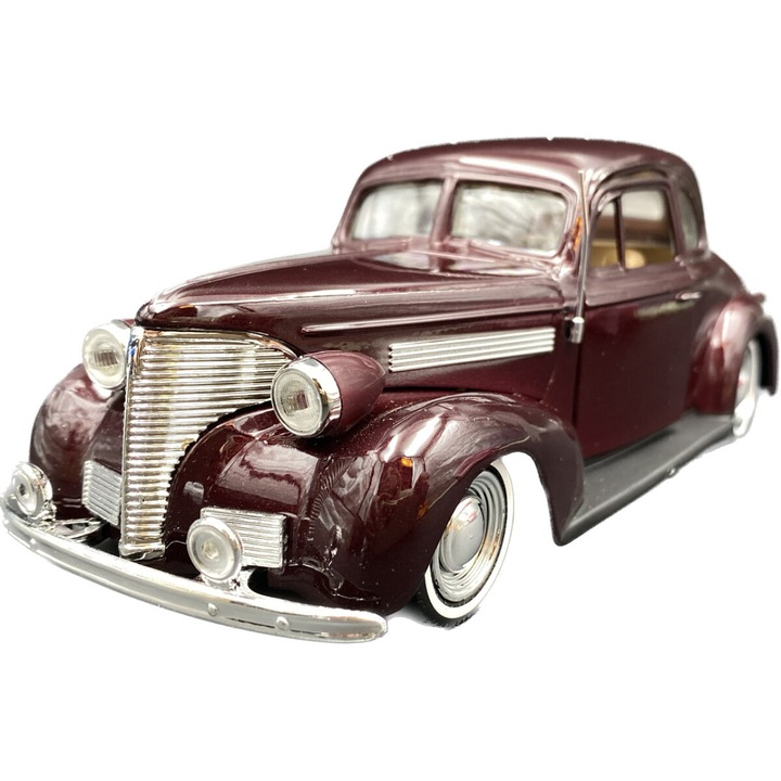 Masinuta Motormax, Chevrolet Coupe 1939, 1/24, burgundy inchis, 23x10x11cm