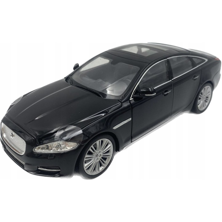 Autómodell, Welly, fém / műanyag / gumi, Jaguar XJ 2010 modell, 17 x 9 x 6,5 cm, fekete