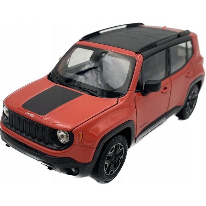 JEEP autómodell, Welly, fém, méretarány 1/24, 17 x 9 x 6,5 cm, piros/fekete